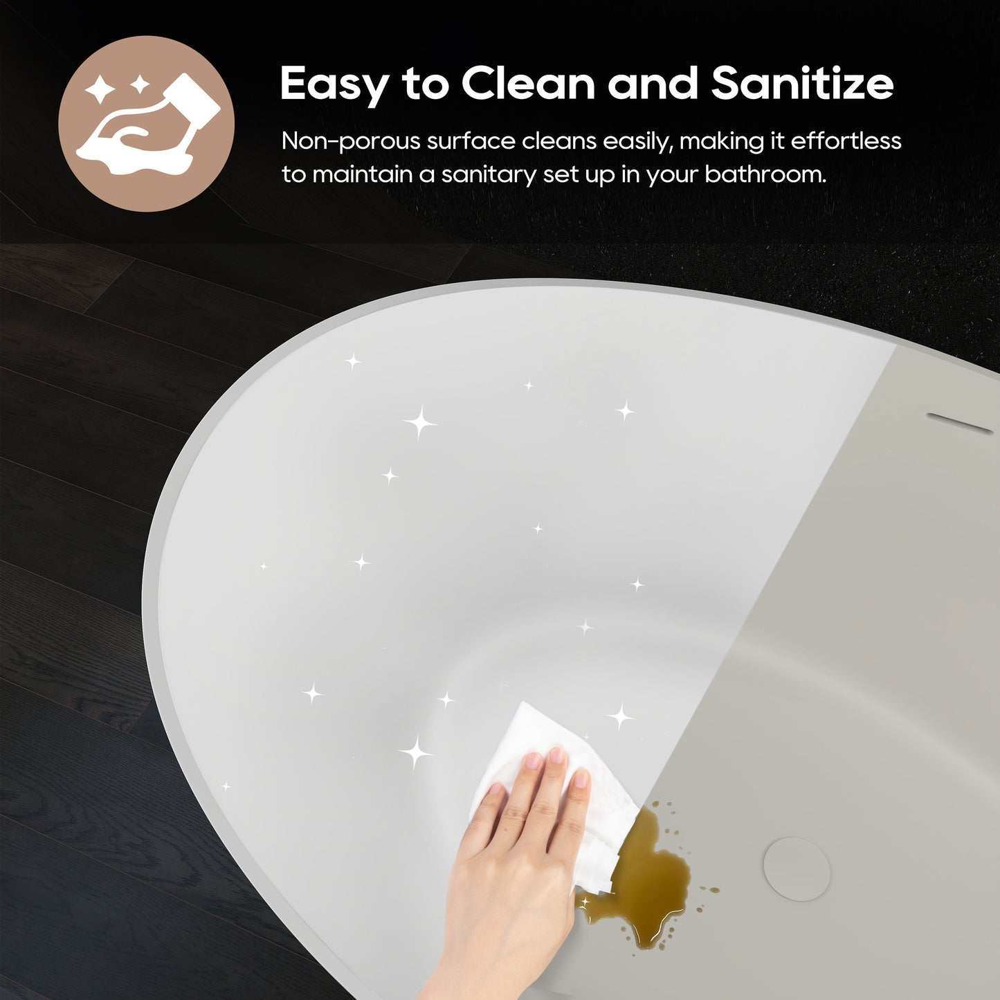 SJ-STARJANE 63" Wave freestanding bathtub Solid surface resin material