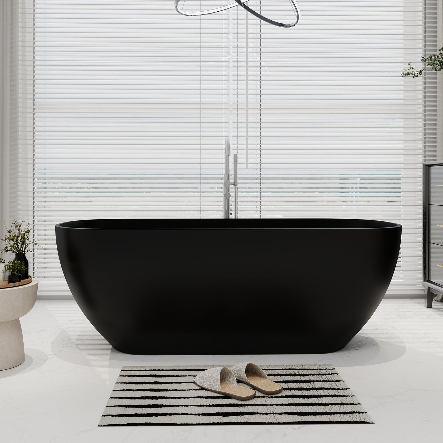 SJ-STARJANE 67‘’Freestanding Artificial Stone Bathtubs Solid Surface Soaking Bathtubs