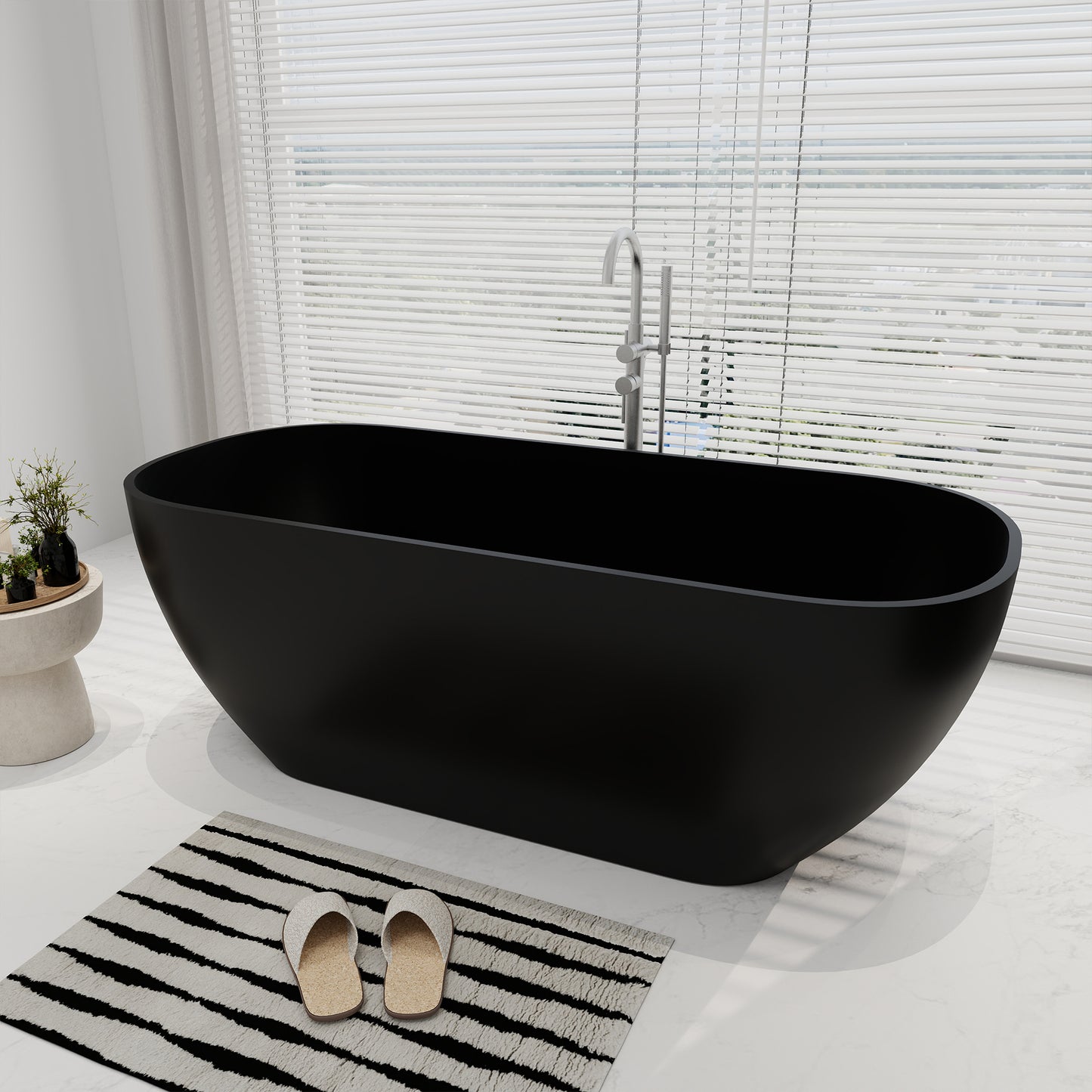 SJ-STARJANE 67‘’Freestanding Artificial Stone Bathtubs Solid Surface Soaking Bathtubs