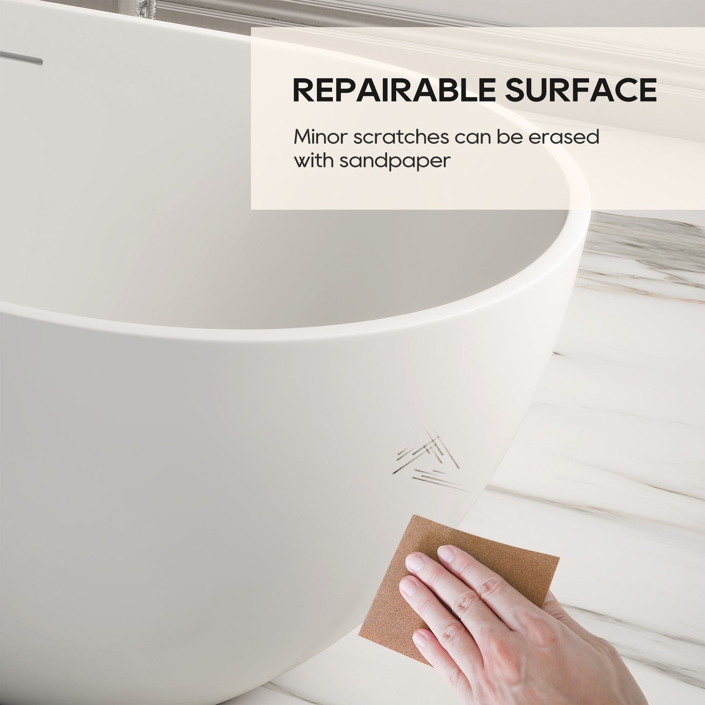 SJ-STARJANE 59''Freestanding immersion solid surface bathtubs