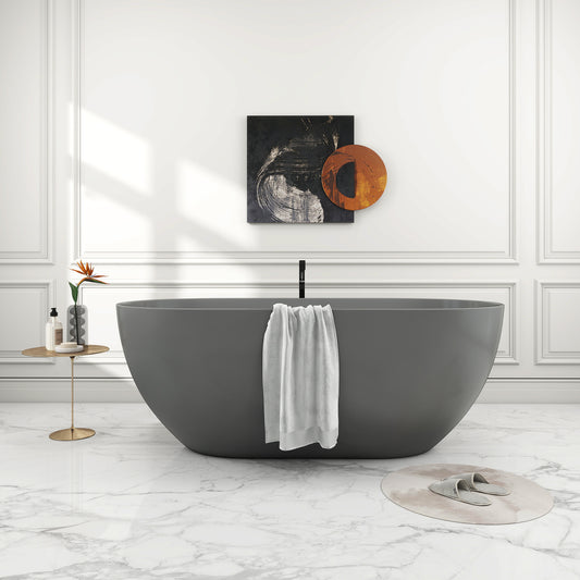 SJ-STARJANE 59‘’Artificial stone freestanding bathtub with central drain and overflow