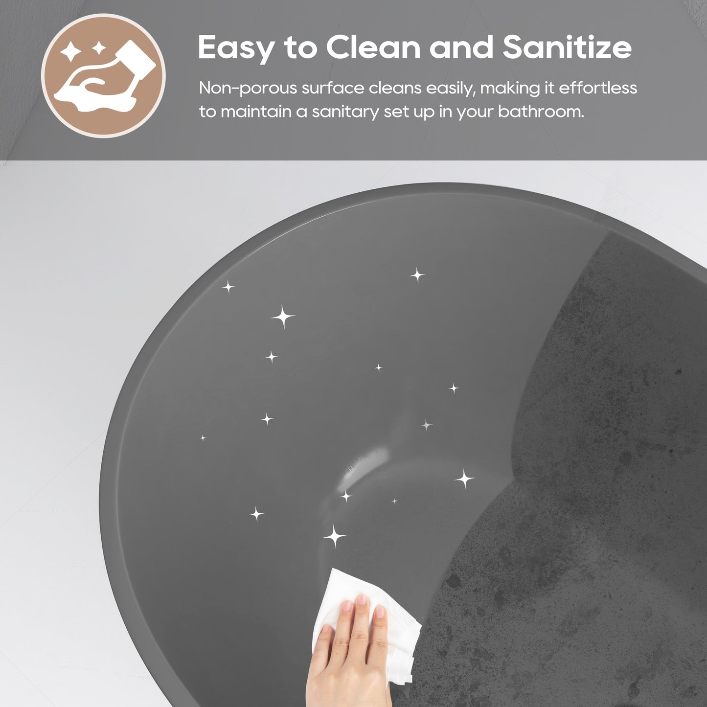 SJ-STARJANE 59‘’Artificial stone freestanding bathtub with central drain and overflow