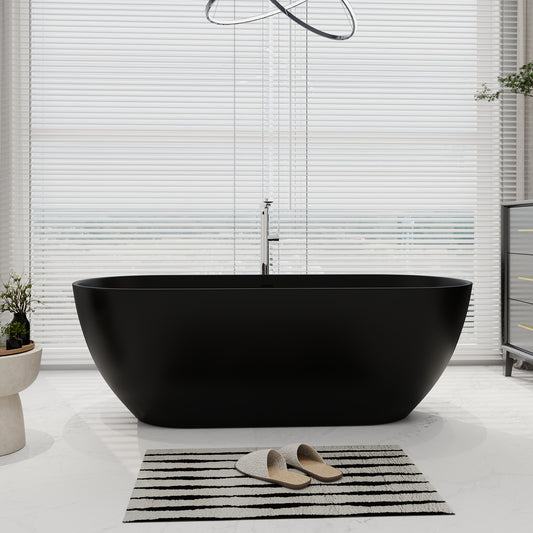 SJ-STARJANE 69''Minimalist obsidian freestanding bathtub Double grade artificial stone resin bathtub
