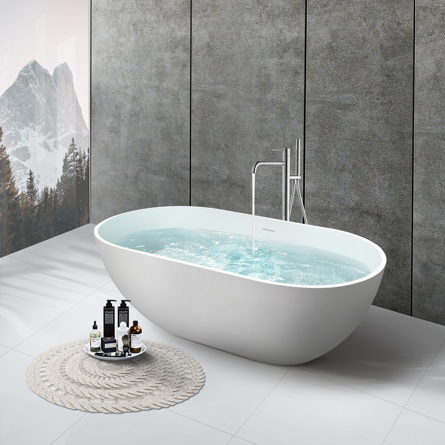 SJ-STARJANE 59''Freestanding immersion solid surface bathtubs