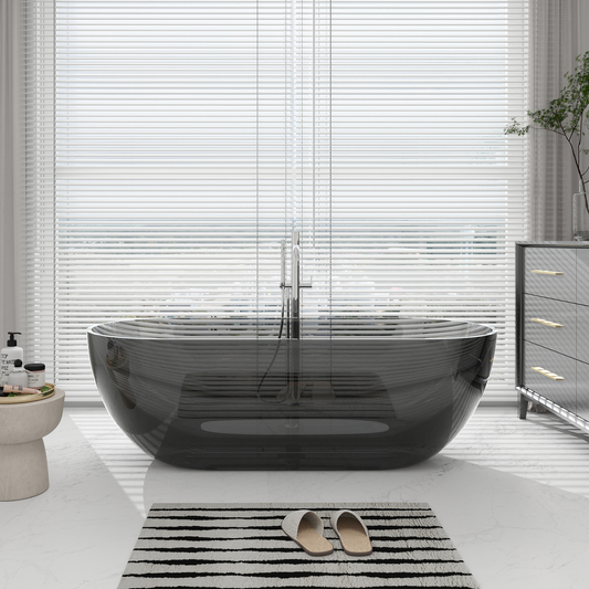 SJ-STARJANE 69'' X 30'' Freestanding Bathtub Solid Surface Stone Resin Soaking Bathtub Transparent