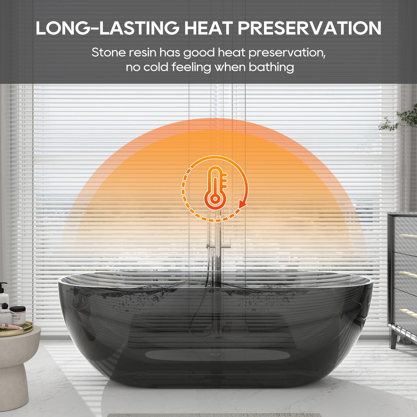 SJ-STARJANE 69'' X 30'' Freestanding Bathtub Solid Surface Stone Resin Soaking Bathtub Transparent