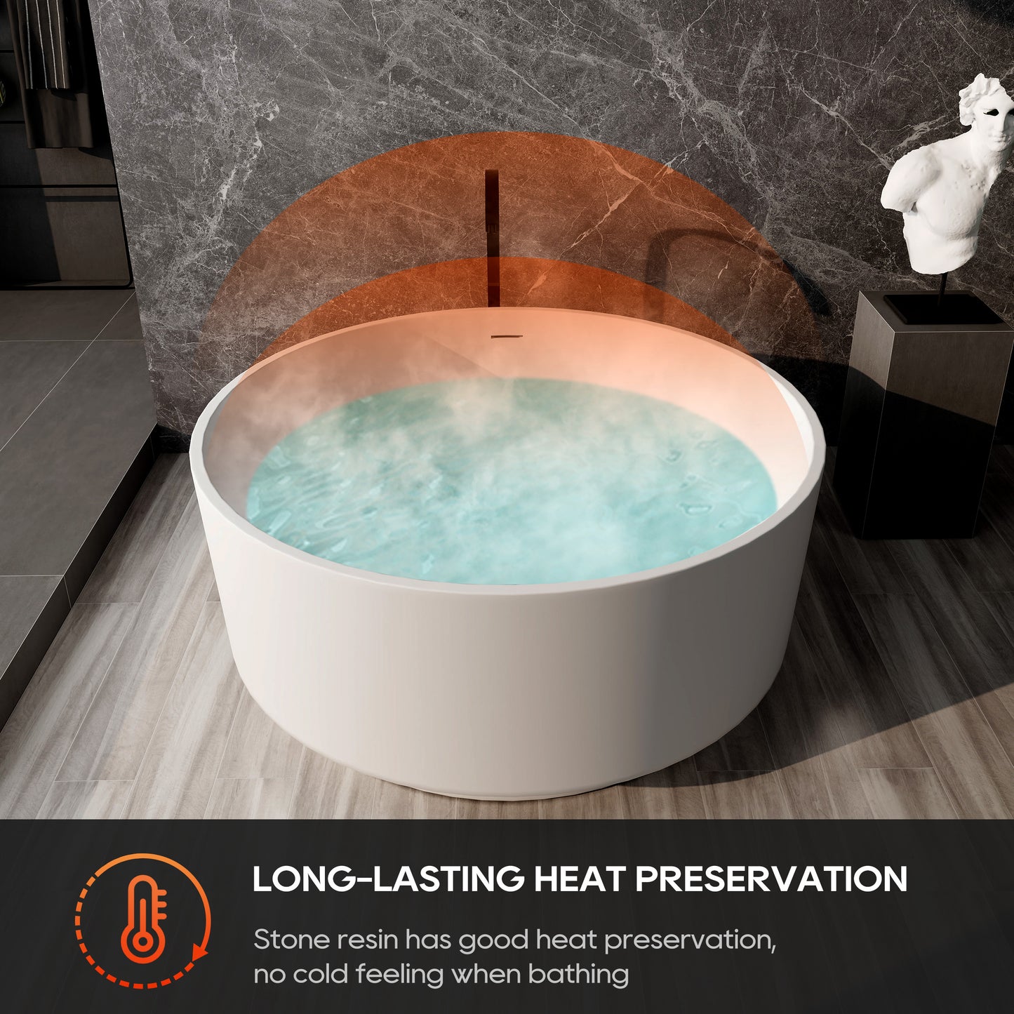SJ-STARJANE 49''Round bathtub Resin stone one-piece molding Non-slip and easy to clean
