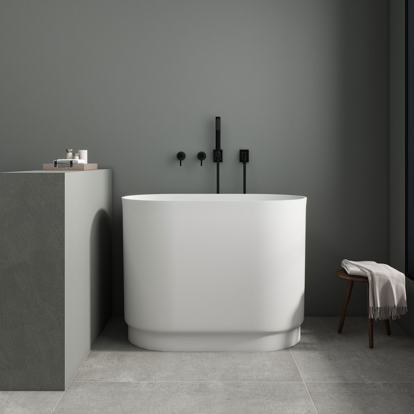 SJ-STARJANE 39" freestanding deep soaking tub with built-in seat
