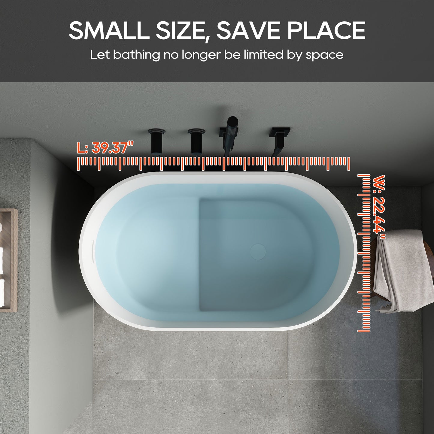 SJ-STARJANE 39" freestanding deep soaking tub with built-in seat
