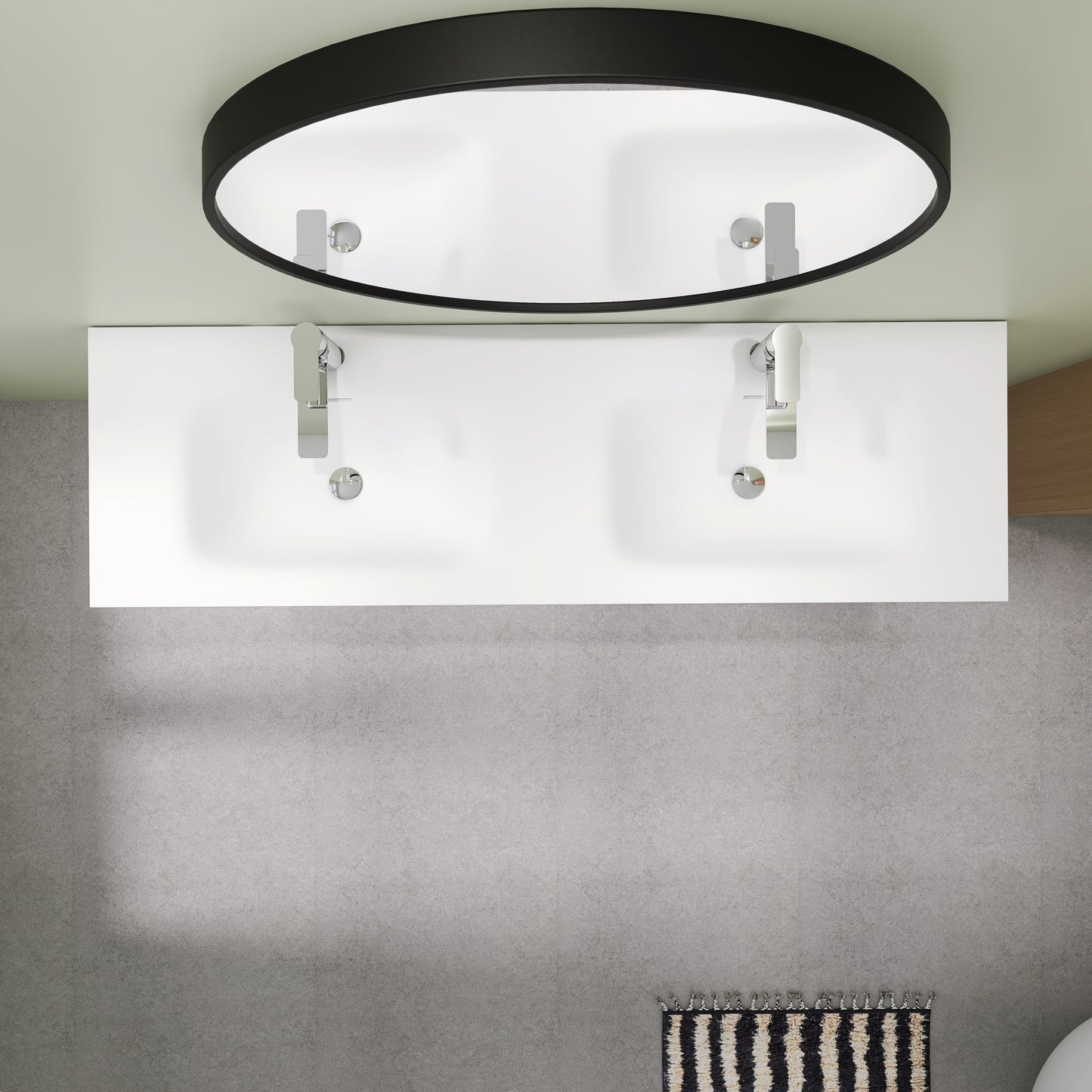 SJ-STARJANE 59''Double basin solid surface sink Single hole overflow design