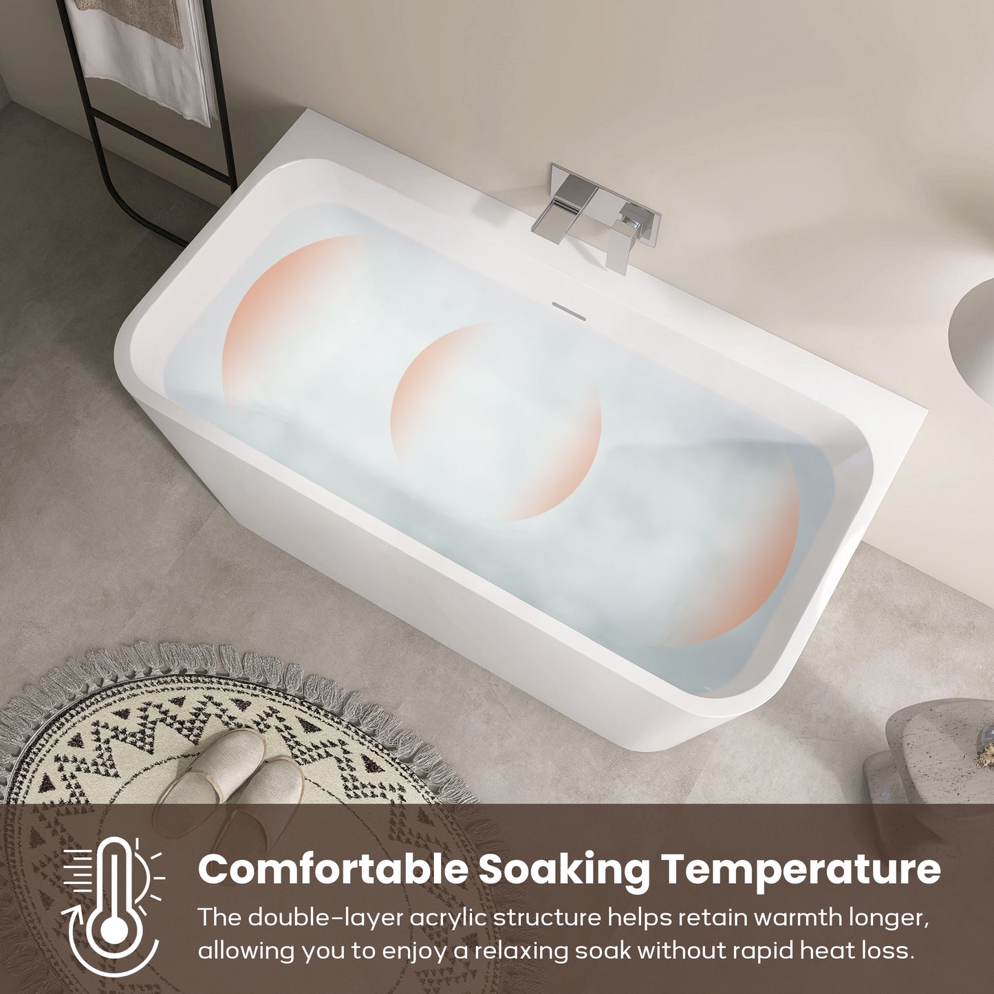 55‘’ Freestanding Soaking Acrylic Bathtub AB12-55