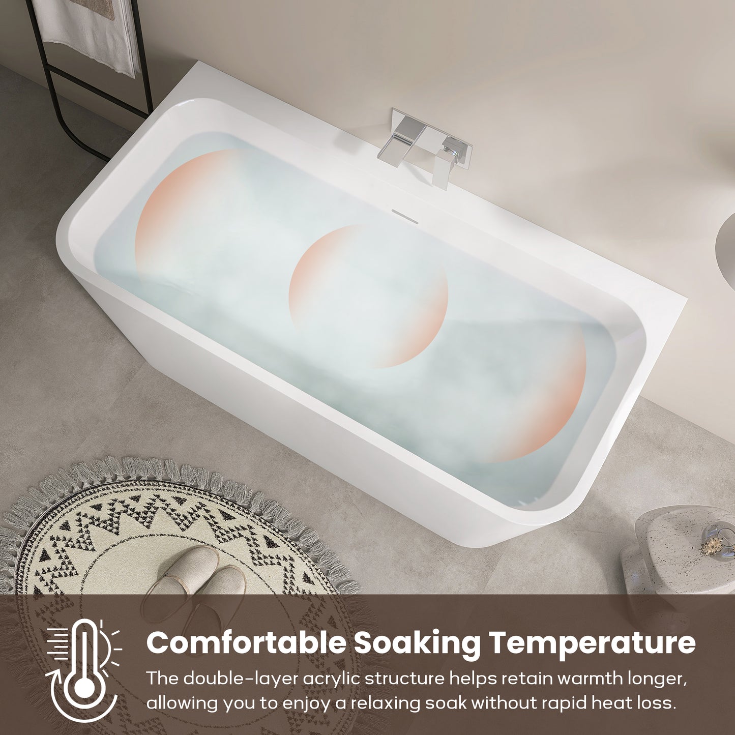 59‘’ Freestanding Soaking Acrylic Bathtub AB12-59