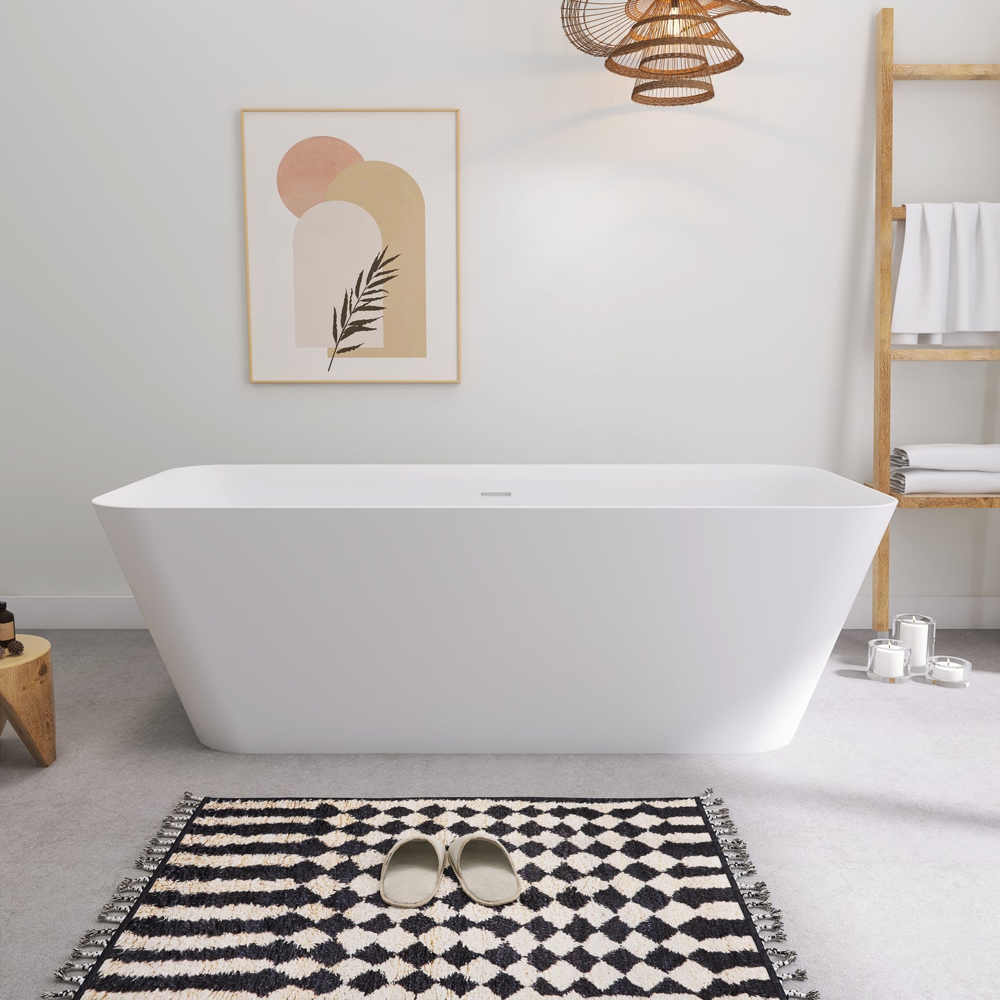 SJ-STARJANE 67''Freestanding bathtub Solid surface immersion bathtub (matte white)