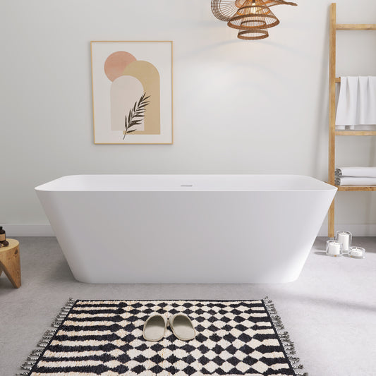SJ-STARJANE 67''Freestanding bathtub Solid surface immersion bathtub (matte white)