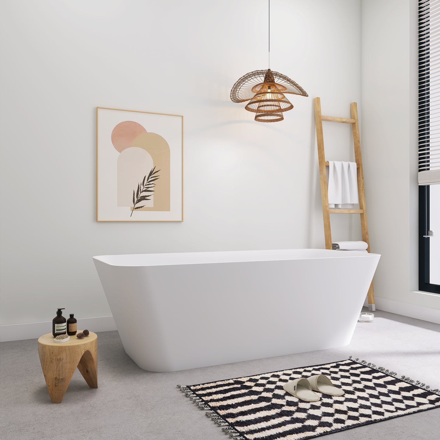 SJ-STARJANE 67''Freestanding bathtub Solid surface immersion bathtub (matte white)
