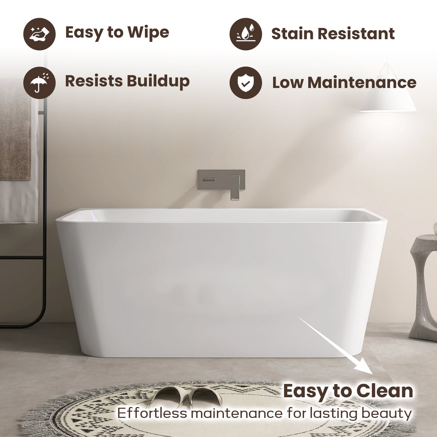 55‘’ Freestanding Soaking Acrylic Bathtub AB12-55