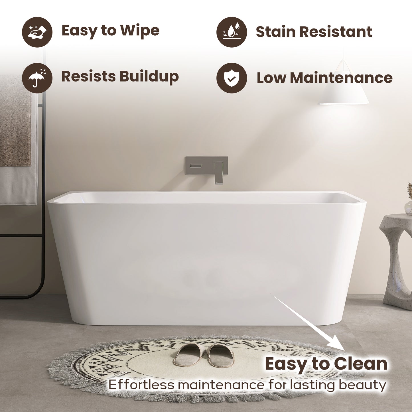 59‘’ Freestanding Soaking Acrylic Bathtub AB12-59