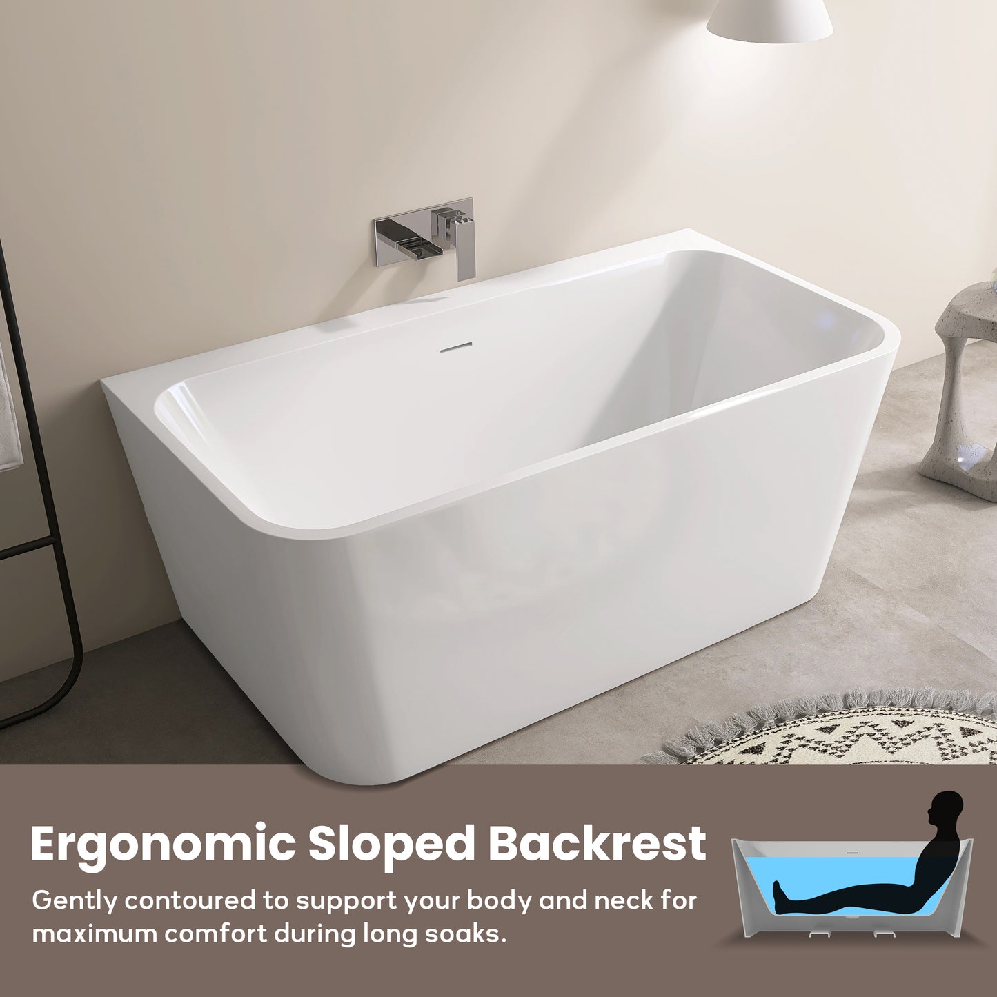 55‘’ Freestanding Soaking Acrylic Bathtub AB12-55