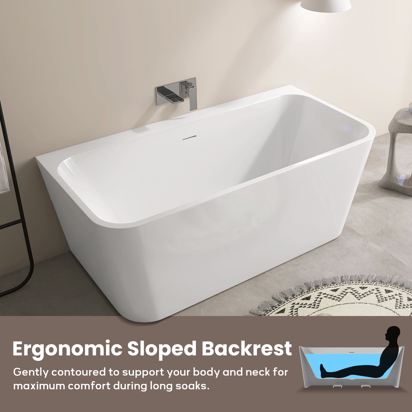 59‘’ Freestanding Soaking Acrylic Bathtub AB12-59