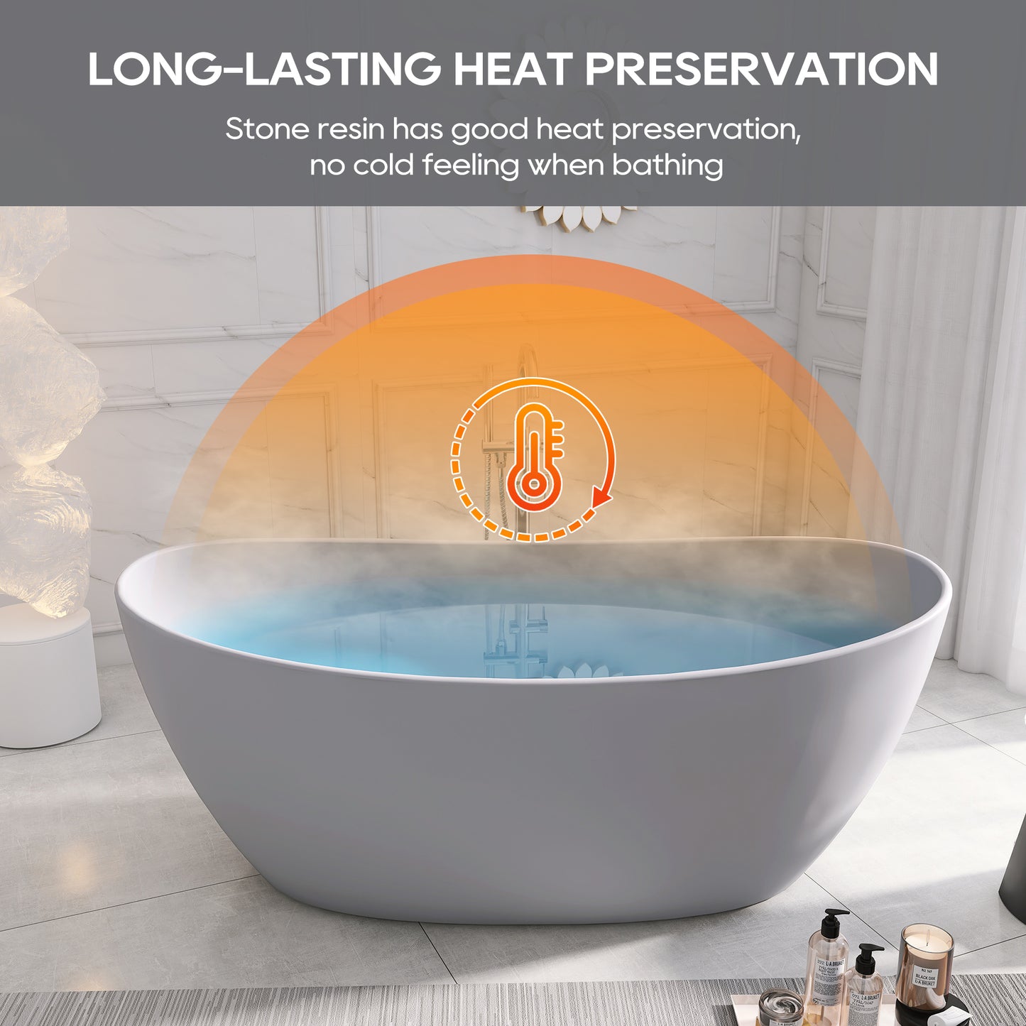 SJ-STARJANE65''Artificial stone freestanding bathtubs Solid surface resin immersion bathtubs