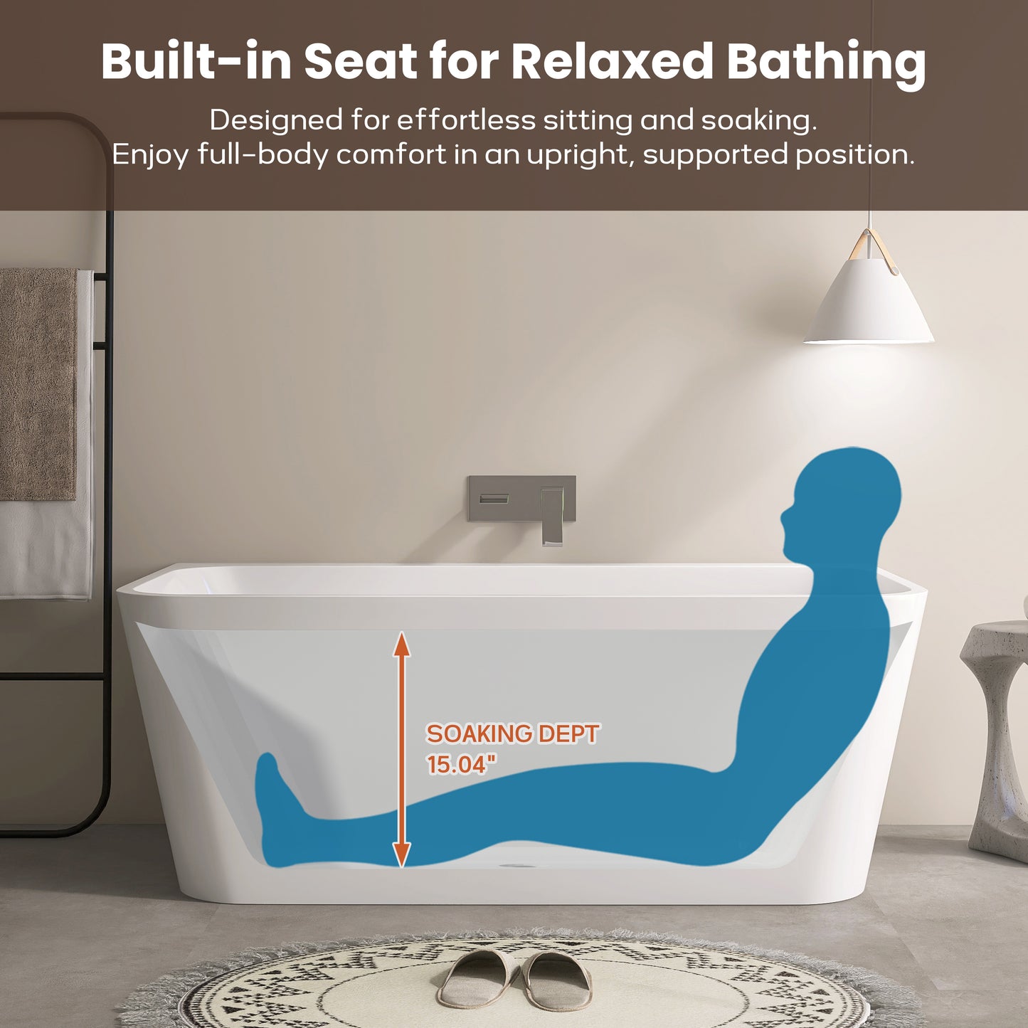 59‘’ Freestanding Soaking Acrylic Bathtub AB12-59
