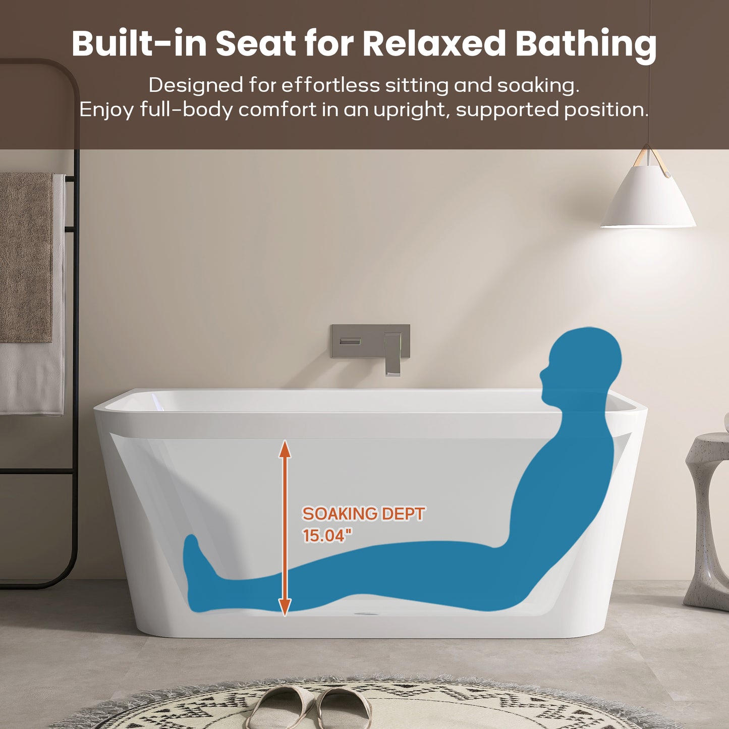 55‘’ Freestanding Soaking Acrylic Bathtub AB12-55
