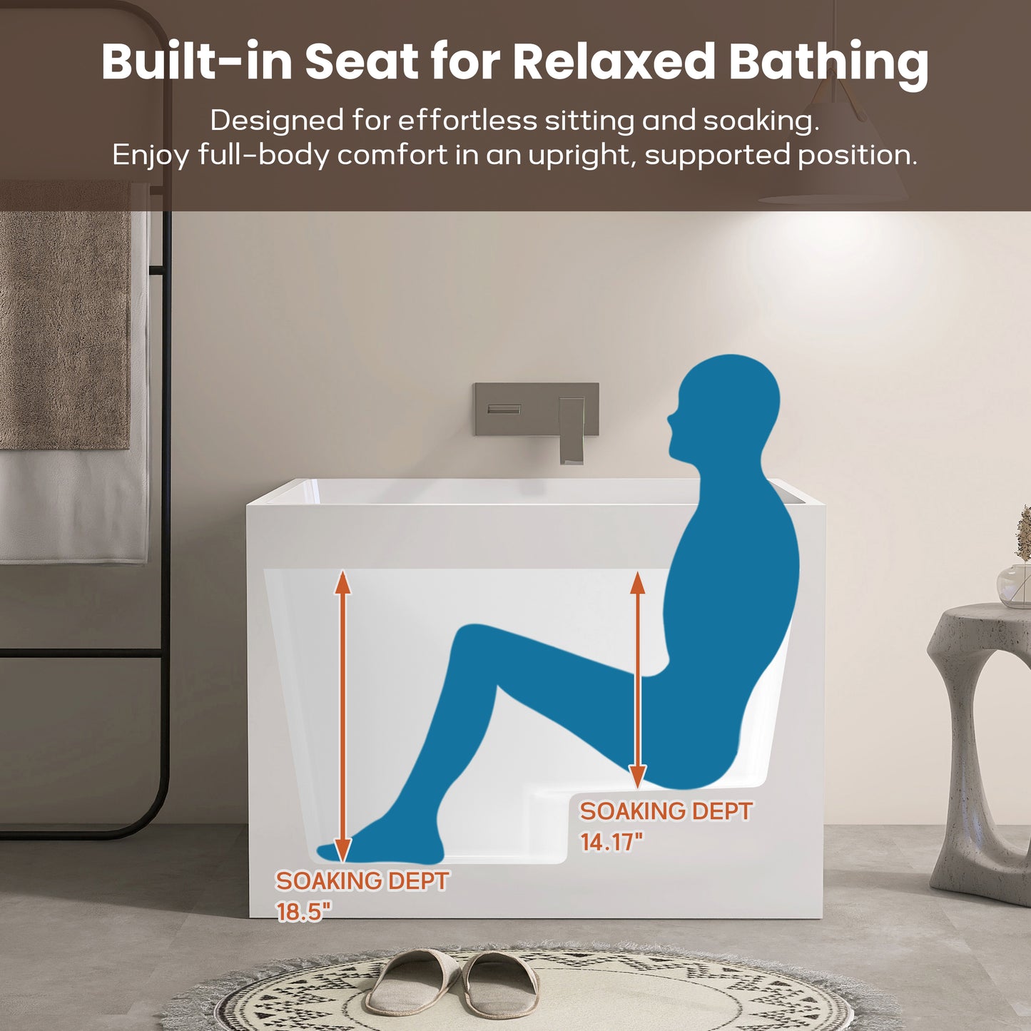 35‘’ Freestanding Soaking Acrylic Bathtub AB22-35