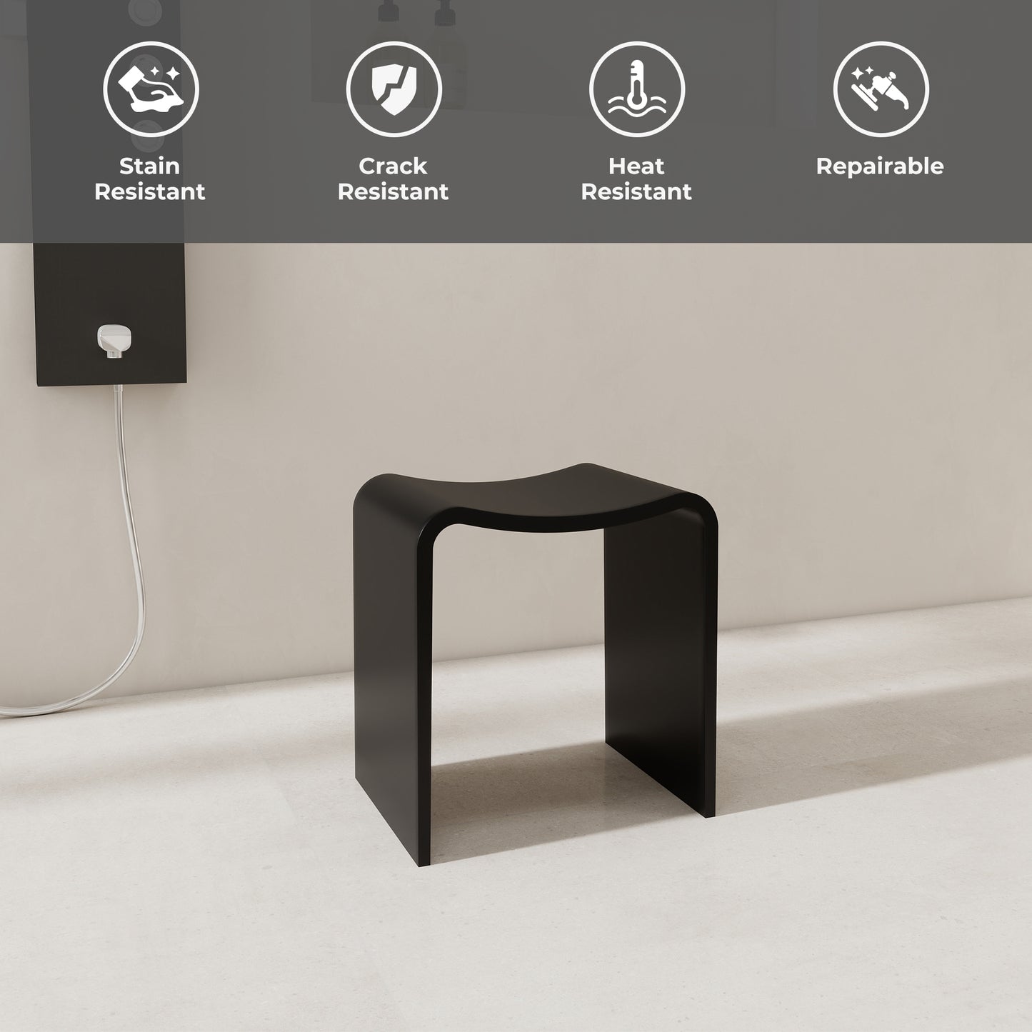 SJ-STARJANE 16''Solid Surface Shower Stool