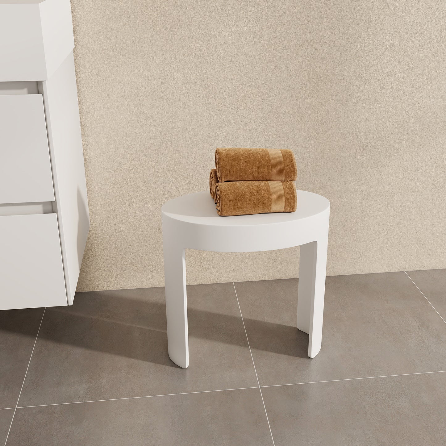 SJ-STARJANE 17''Freestanding Shower Seat Solid Surface Shower Stool