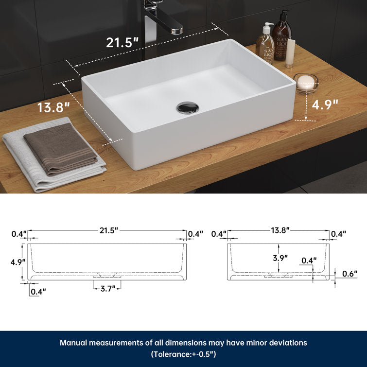 SJ-STARJANE 21'' Solid Surface Bathroom Vessel Sink