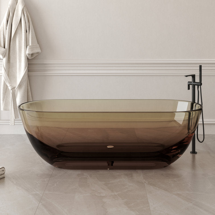 SJ-STARJANE 69'' X 30'' Freestanding Bathtub Solid Surface Stone Resin Soaking Bathtub Transparent