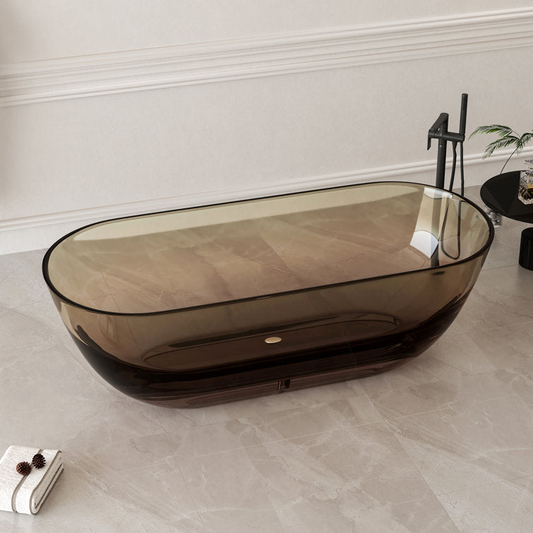 SJ-STARJANE 69'' X 30'' Freestanding Bathtub Solid Surface Stone Resin Soaking Bathtub Transparent