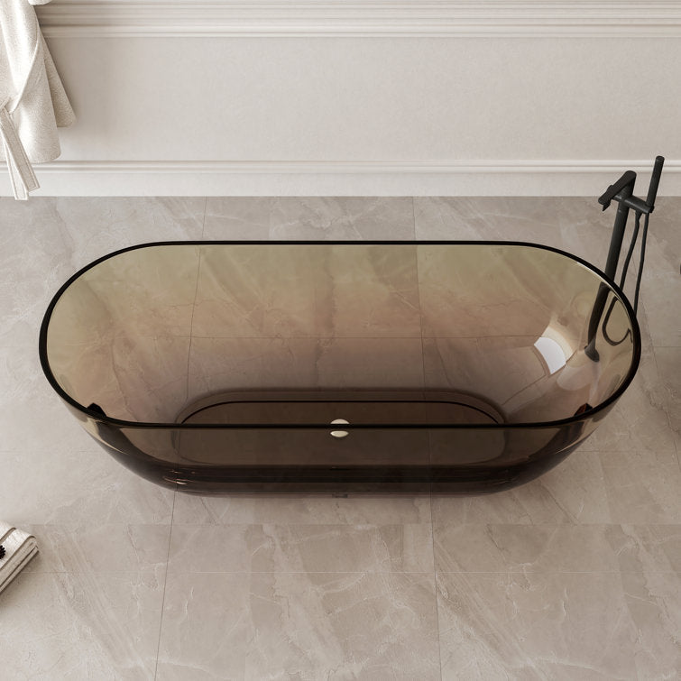 SJ-STARJANE 69'' X 30'' Freestanding Bathtub Solid Surface Stone Resin Soaking Bathtub Transparent