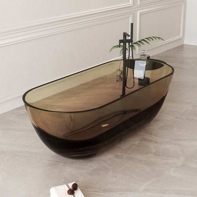 SJ-STARJANE 69'' X 30'' Freestanding Bathtub Solid Surface Stone Resin Soaking Bathtub Transparent