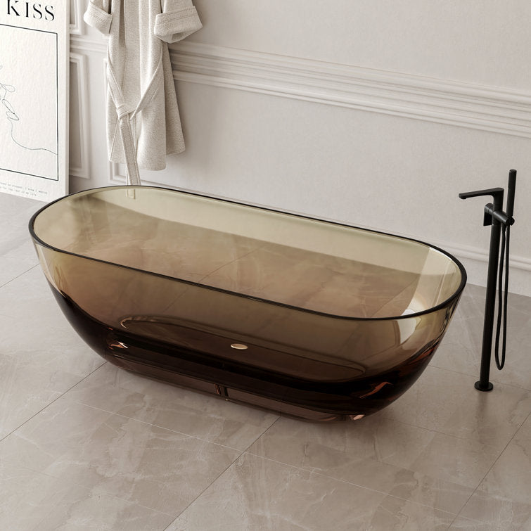 SJ-STARJANE 69'' X 30'' Freestanding Bathtub Solid Surface Stone Resin Soaking Bathtub Transparent