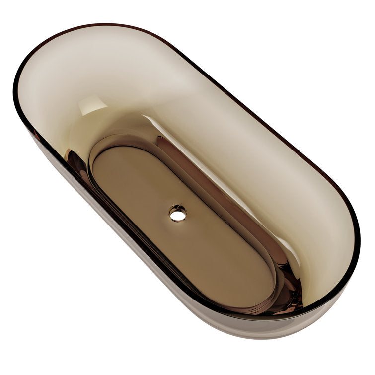 SJ-STARJANE 69'' X 30'' Freestanding Bathtub Solid Surface Stone Resin Soaking Bathtub Transparent