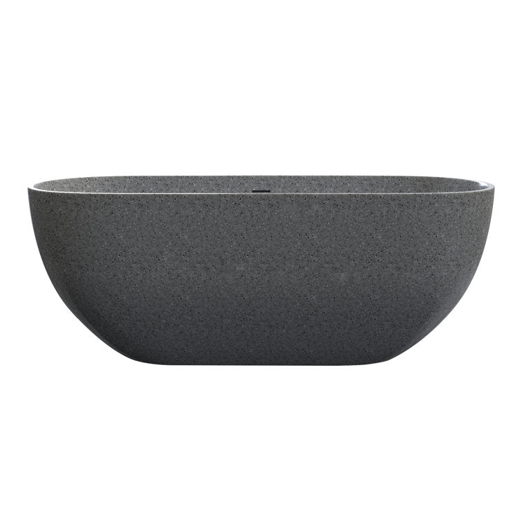 SJ-STARJANE 63'' x 31'' Concrete Freestanding Solid Surface Soaking Stone Bathtub Terrazzo