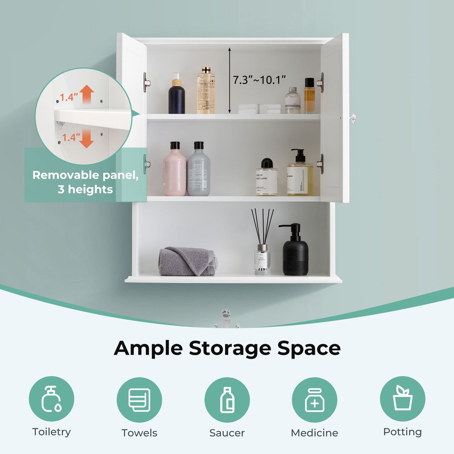 SJ-STARJANE 26 in. W x 30 in. H Wall Bathroom Cabinet Over The Toilet Storage