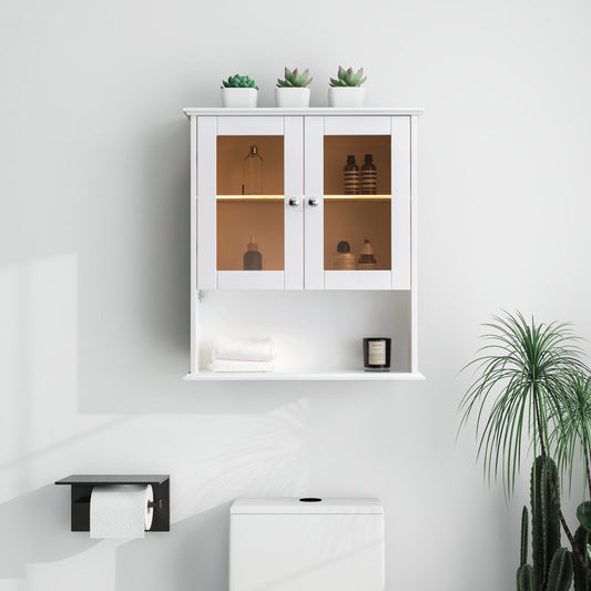 SJ-STARJANE 26 in. W x 30 in. H Bathroom Storage Wall Cabinet Fully Assembled with Sensor Light