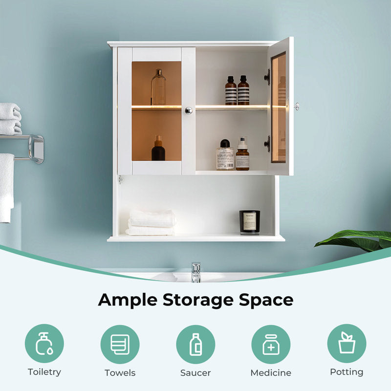 SJ-STARJANE 26 in. W x 30 in. H Bathroom Storage Wall Cabinet Fully Assembled with Sensor Light