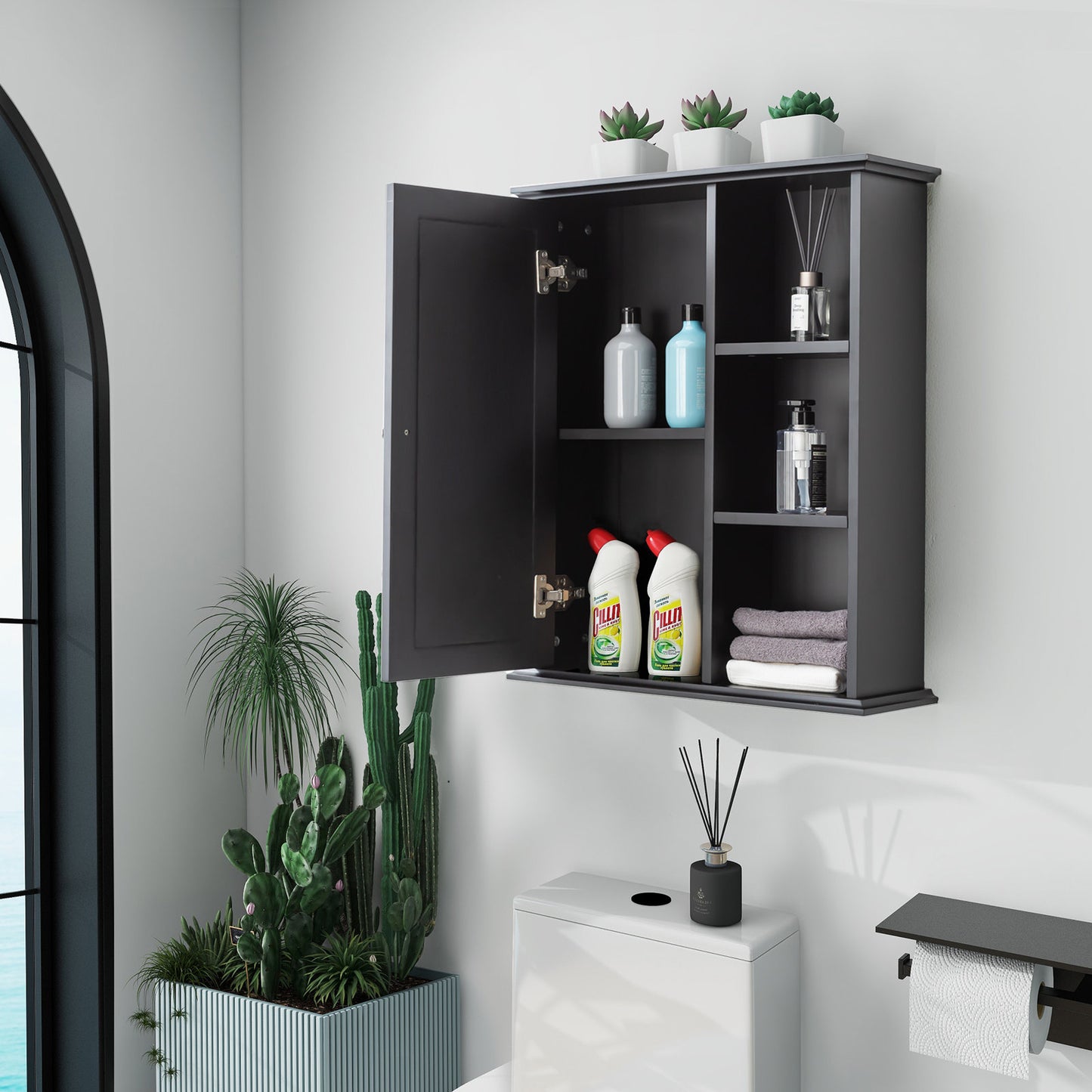 SJ-STARJANE 24 in. W x 7 in. D x 28 in. H Wall Bathroom Cabinet Over the Toilet Storage