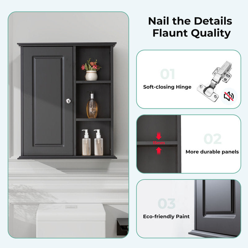 SJ-STARJANE 24 in. W x 7 in. D x 28 in. H Wall Bathroom Cabinet Over The Toilet Storage