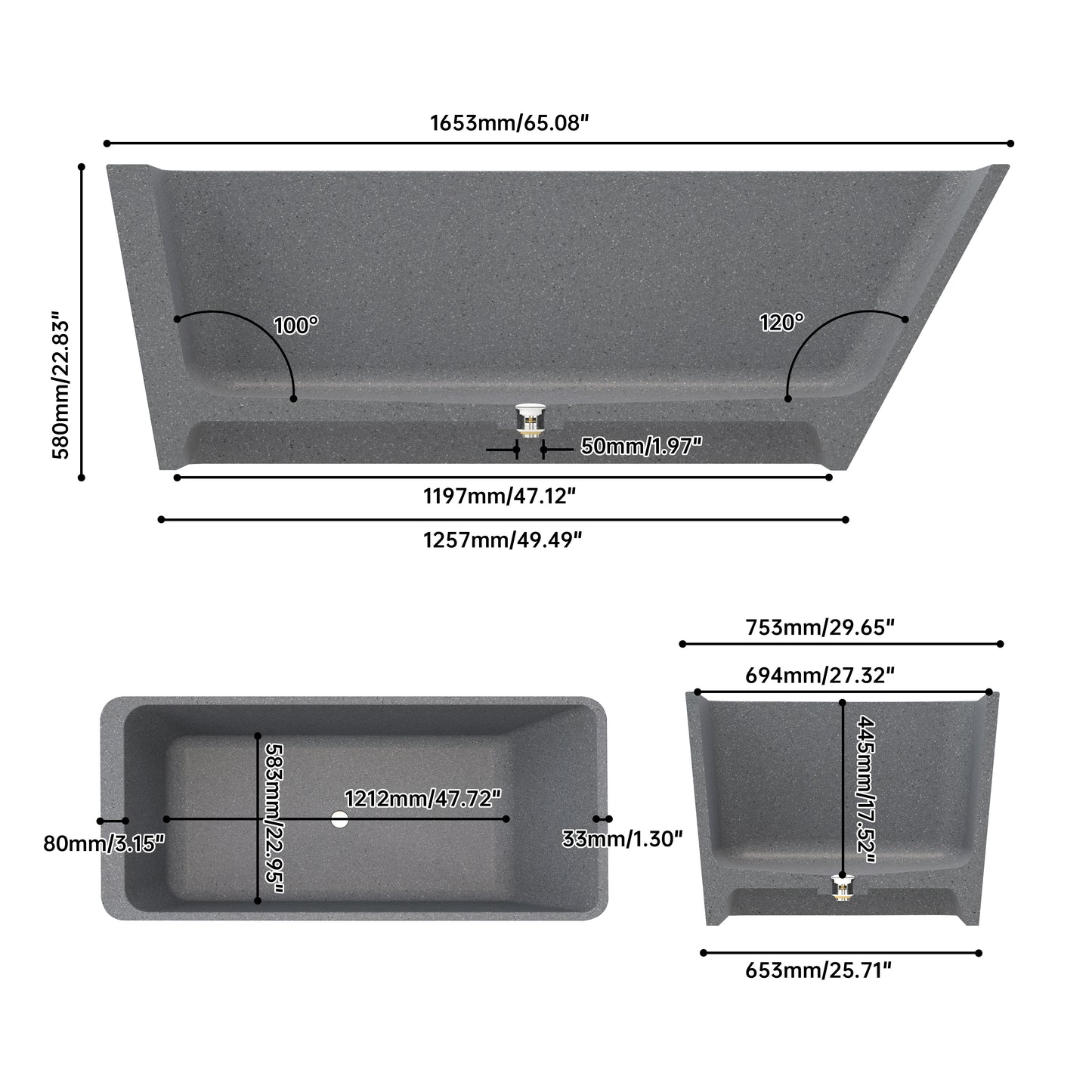 SJ-STARJANE 65''Terrazzo freestanding soaking tub