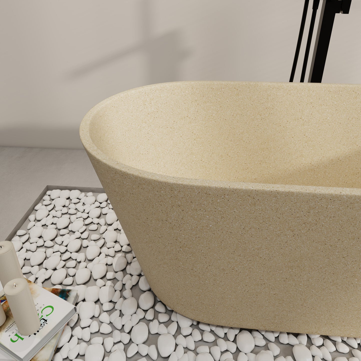 SJ-STARJANE 59‘’Freestanding soaking terrazzo bathtub