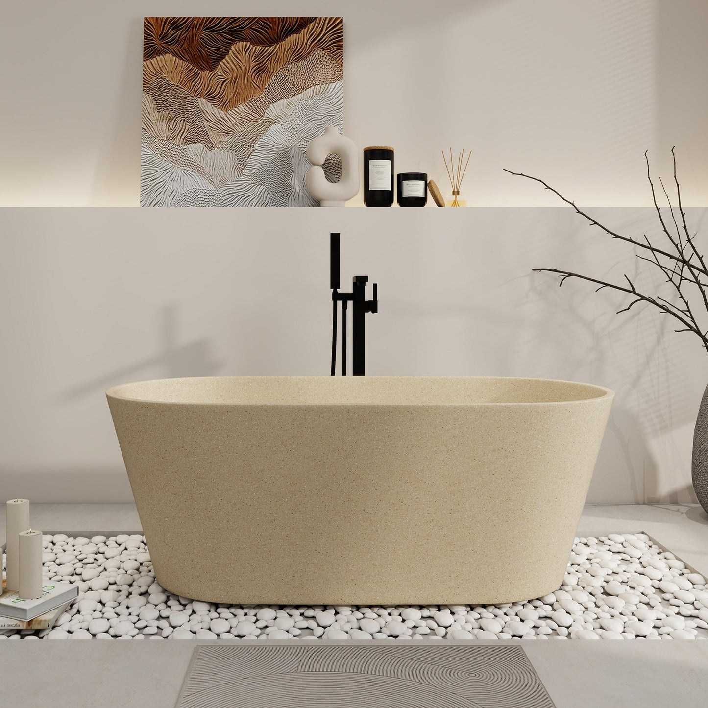 SJ-STARJANE 59‘’Freestanding soaking terrazzo bathtub