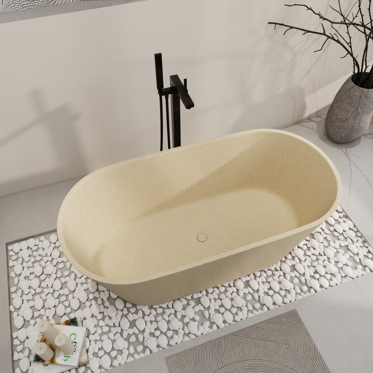 SJ-STARJANE 59‘’Freestanding soaking terrazzo bathtub