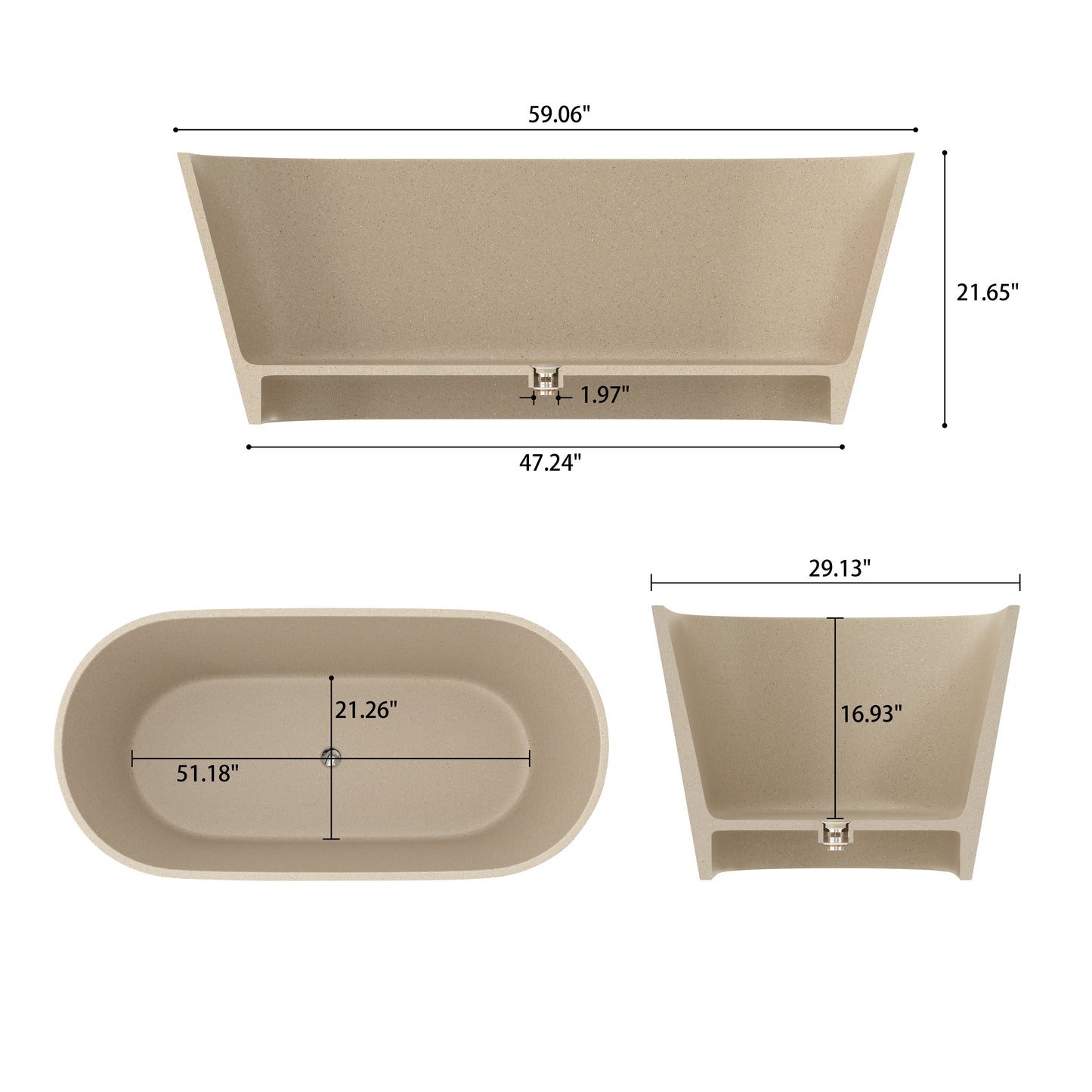 SJ-STARJANE 59‘’Freestanding soaking terrazzo bathtub