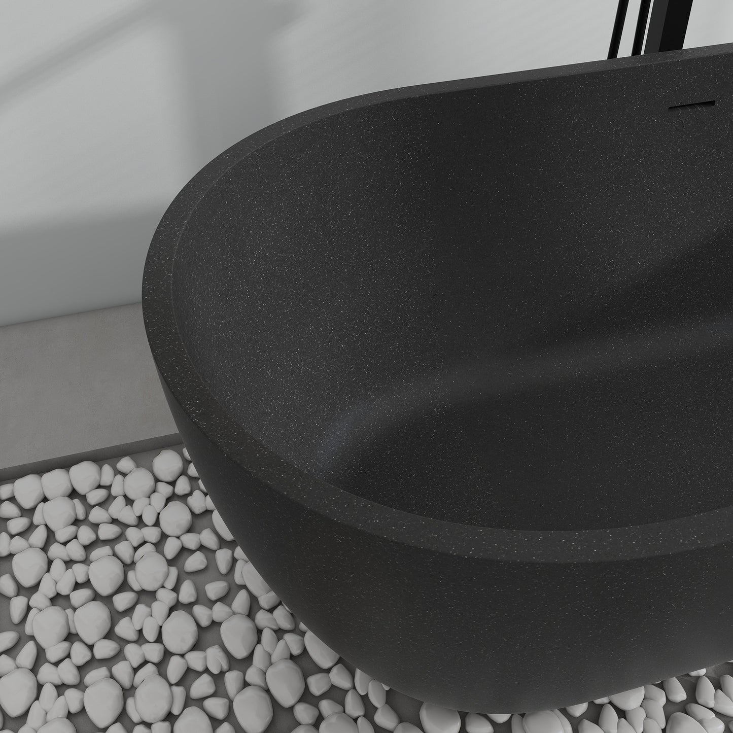 SJ-STARJANE 63'' x 31'' Concrete Freestanding Solid Surface Soaking Stone Bathtub Terrazzo