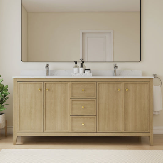 72'' Freestanding Double Bathroom Vanity With Arabescato Top