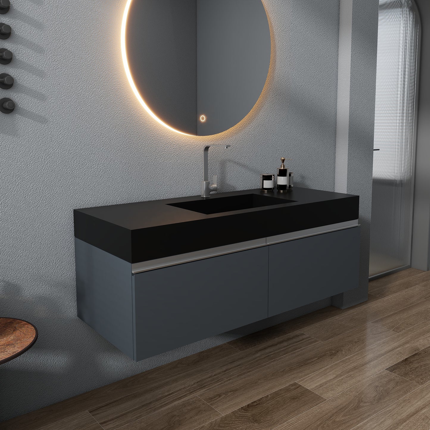 SJ-STARJANE Wall Mount Bathroom Sinks Solid Surface Sinks Single Faucet Hole